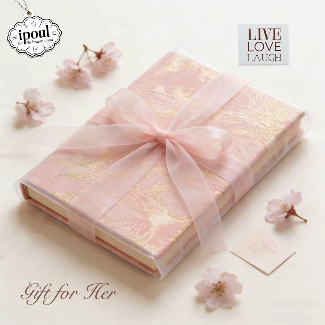 ipoul Flower Notebook, A5, 6x8, Hardcover, Lay Flat, Lined Paper, Journal for Women, Writing Notebook, Pretty, Hibiscus, Pink, Birthday Gifts for Women, Wedding Shower Gifts, Mothers Day Gift