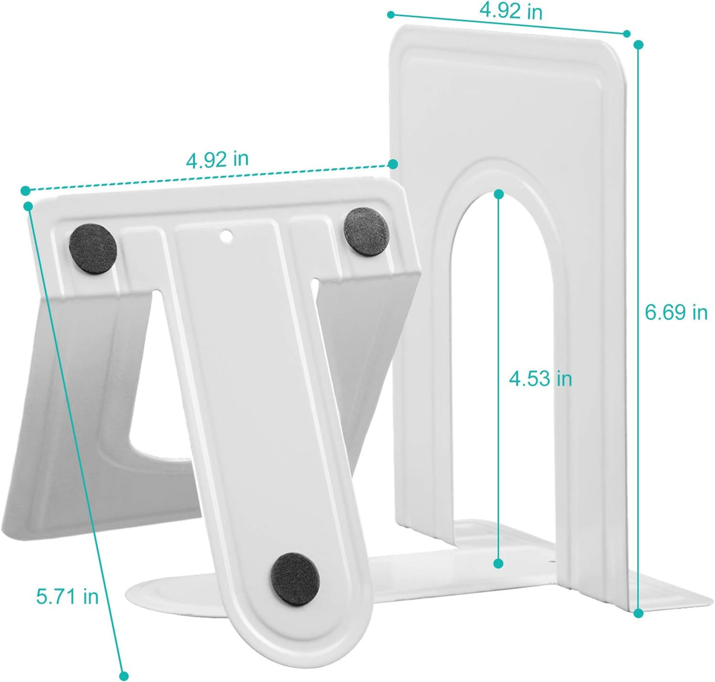 HappyHapi Book Ends, Non-Skid Metal Bookend Supports for Shelves, Heavy Duty Book End, Office Book Stopper, 6 x 5 x 6 Inches, 14 Pieces / 7 Pairs (Black)
