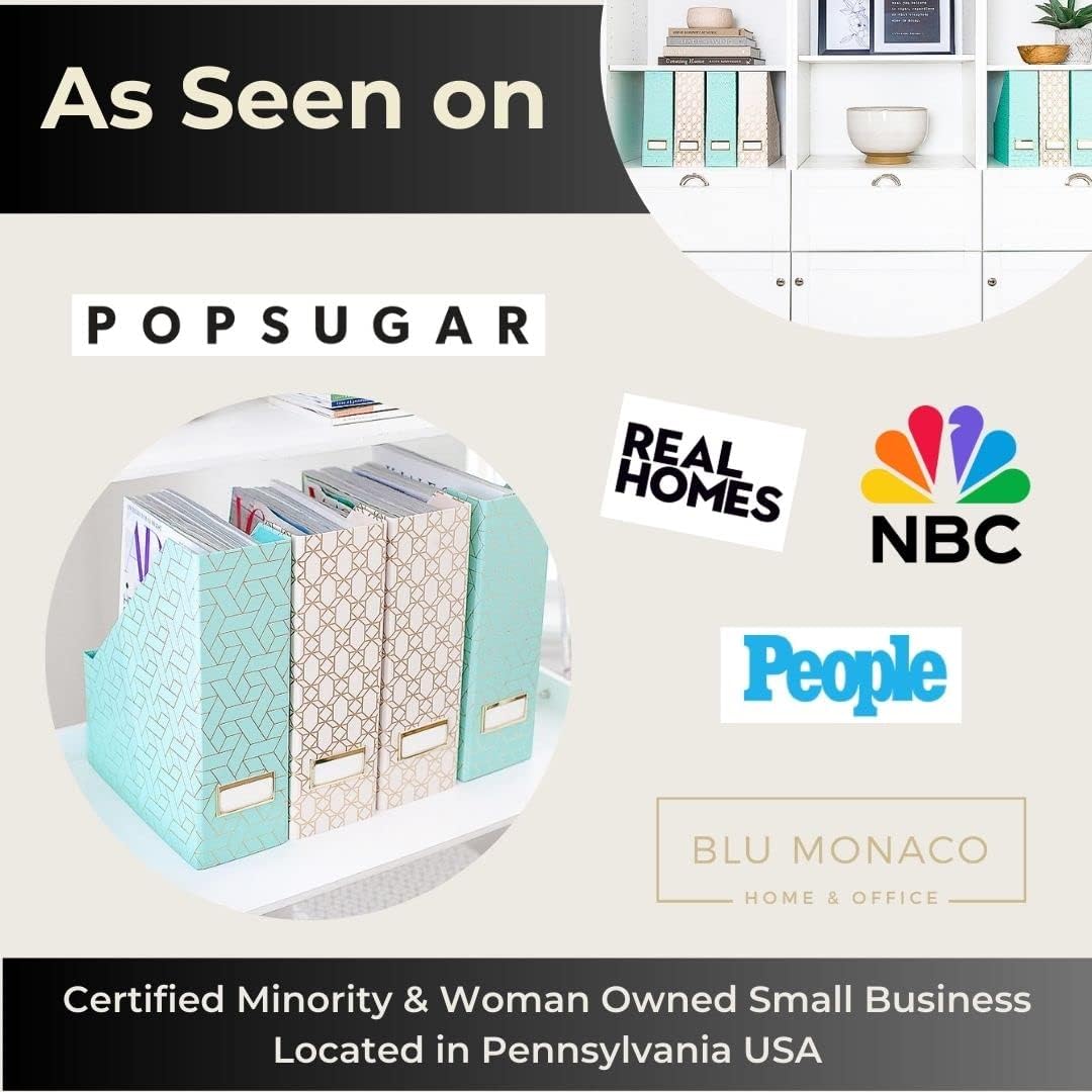 BLU MONACO | Cardboard Magazine File Holder Set of 4 | Vertical Magazine File Holder for Desk and Shelves | Standing File Holder for Classroom School Paper Storage