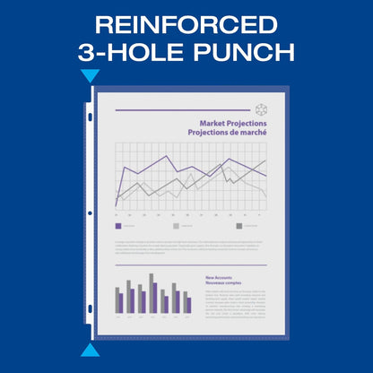 Oxford Sheet Protectors, Clear Finish, Top Load, Letter Size Plastic Sleeves, Reinforced 3 Hole Punch for Binders, Sheets for 3 Ring Binder, 100 per Box (33267)