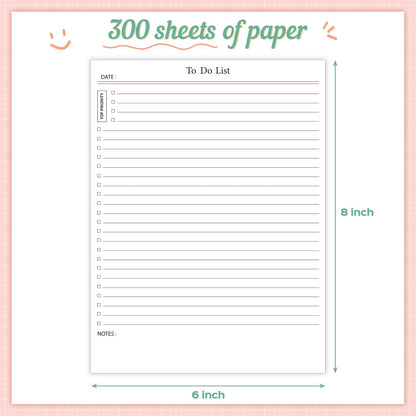 Spakon 300 Sheets Daily to Do List Notepad Notebook Library Card to Do Planner Checklist Memo Writing Pad Schedule Reminder Office Homework Planner for Task, 6" x 8(Retro,Beige)