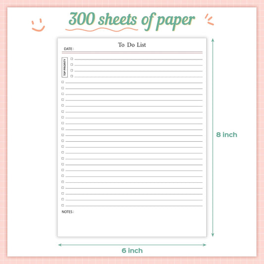 Spakon 300 Sheets Daily to Do List Notepad Notebook Library Card to Do Planner Checklist Memo Writing Pad Schedule Reminder Office Homework Planner for Task, 6" x 8(Retro,Beige)