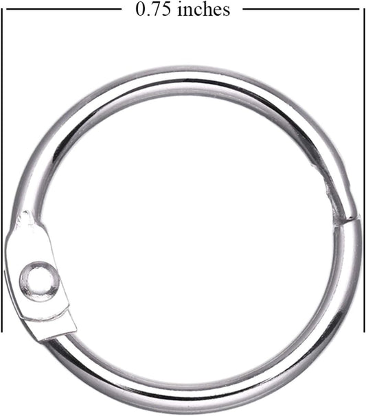 Antner 100Pcs 1 Inch Loose Leaf Binder Rings Nickel Plated Metal Office Book Rings Clips Keychain Keyrings for Index Cards, Flashcards, Notebooks, Photos, Scrapbooks, Home Office Supplies, Silver