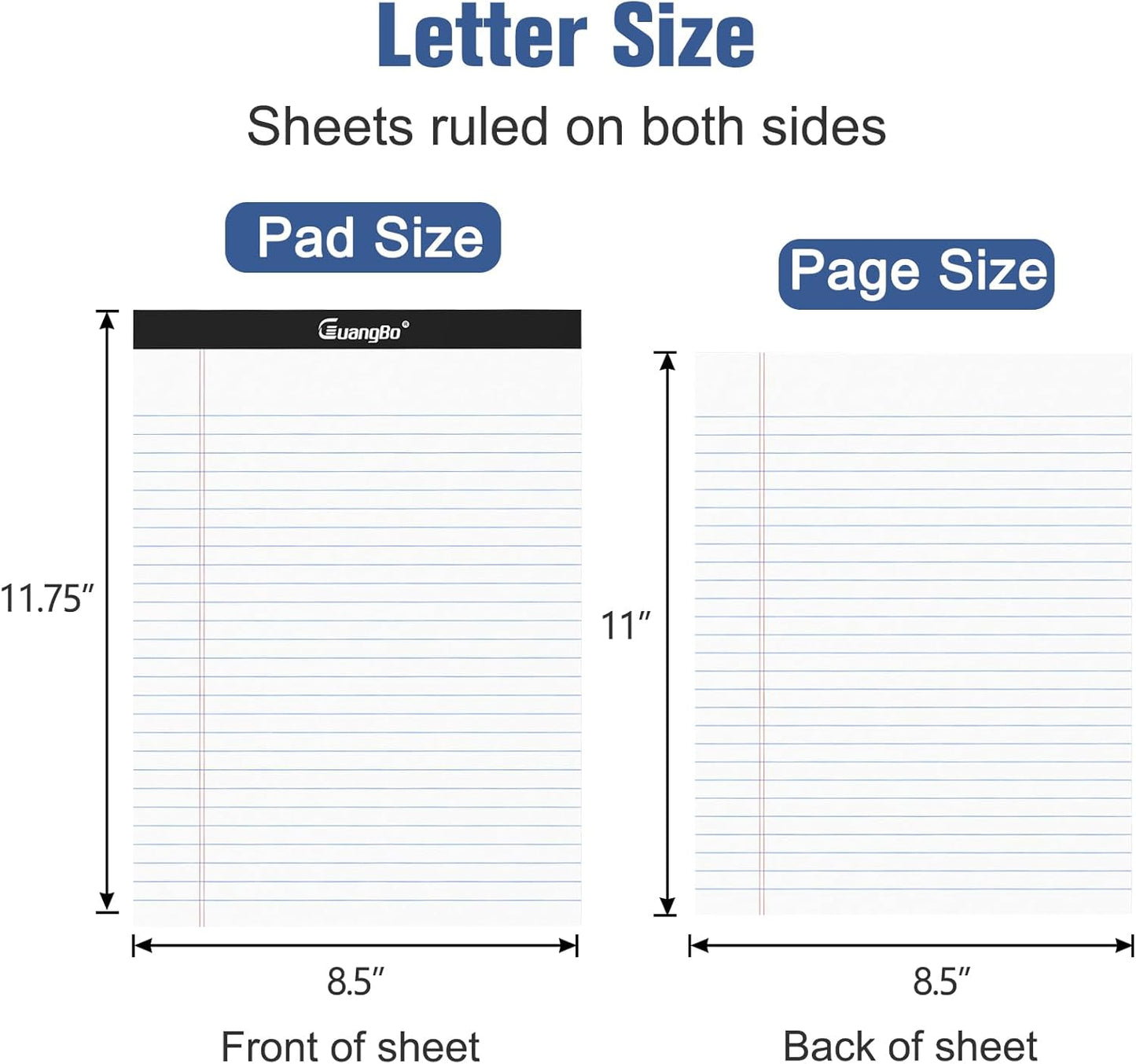 12 Pack White Legal Pads 8.5 x 11 Wide Ruled Note Pad 50 Sheets Notepads Micro Perforated Writing Pad for Work Study Daily Note Taking List