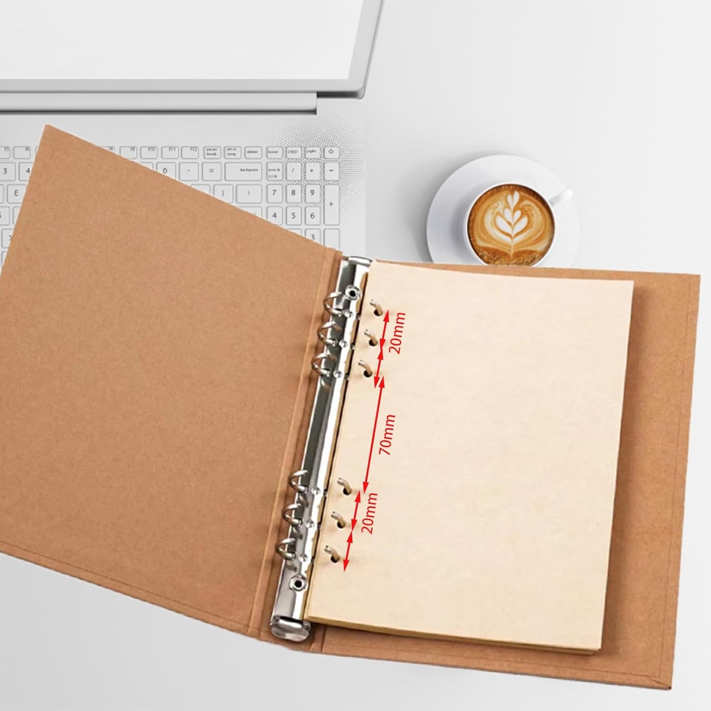 A5 Binder 6 Ring, A5 Binder, 2pcs Kraft Paper 6 Round Ring Binder Cover Protector for Journal Note Book Carrying Around Notes (A5-6Ring)