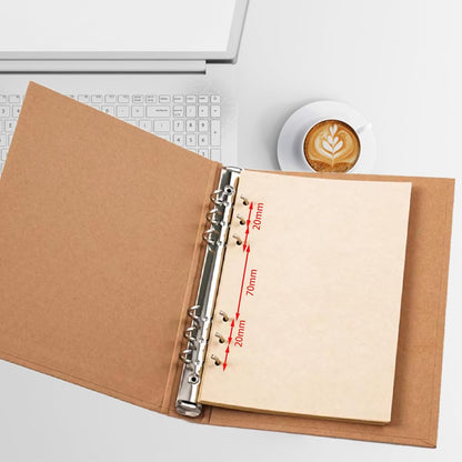 A5 Binder 6 Ring, A5 Binder, 2pcs Kraft Paper 6 Round Ring Binder Cover Protector for Journal Note Book Carrying Around Notes (A5-6Ring)