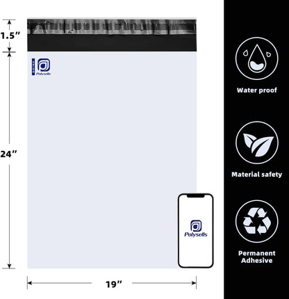 POLYSELLS 100 Pcs 14.5x19 Inch Poly Mailers Shipping Envelopes, Strong Adhesive Sealing, Waterproof, and Tear-resistant Postal Mailing Bags for Clothing, Books, and Accessories