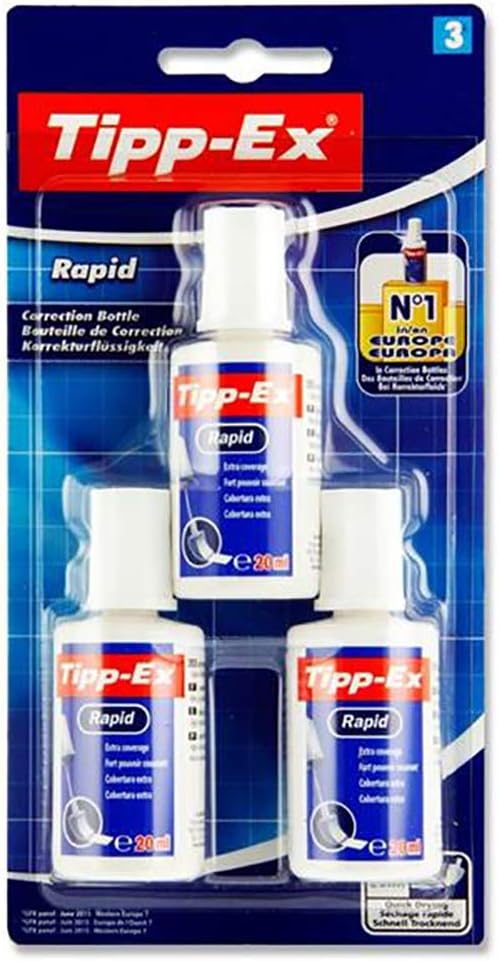 Tipp-Ex Rapid Correction Fluid – 20 ml, Pack of 2+1