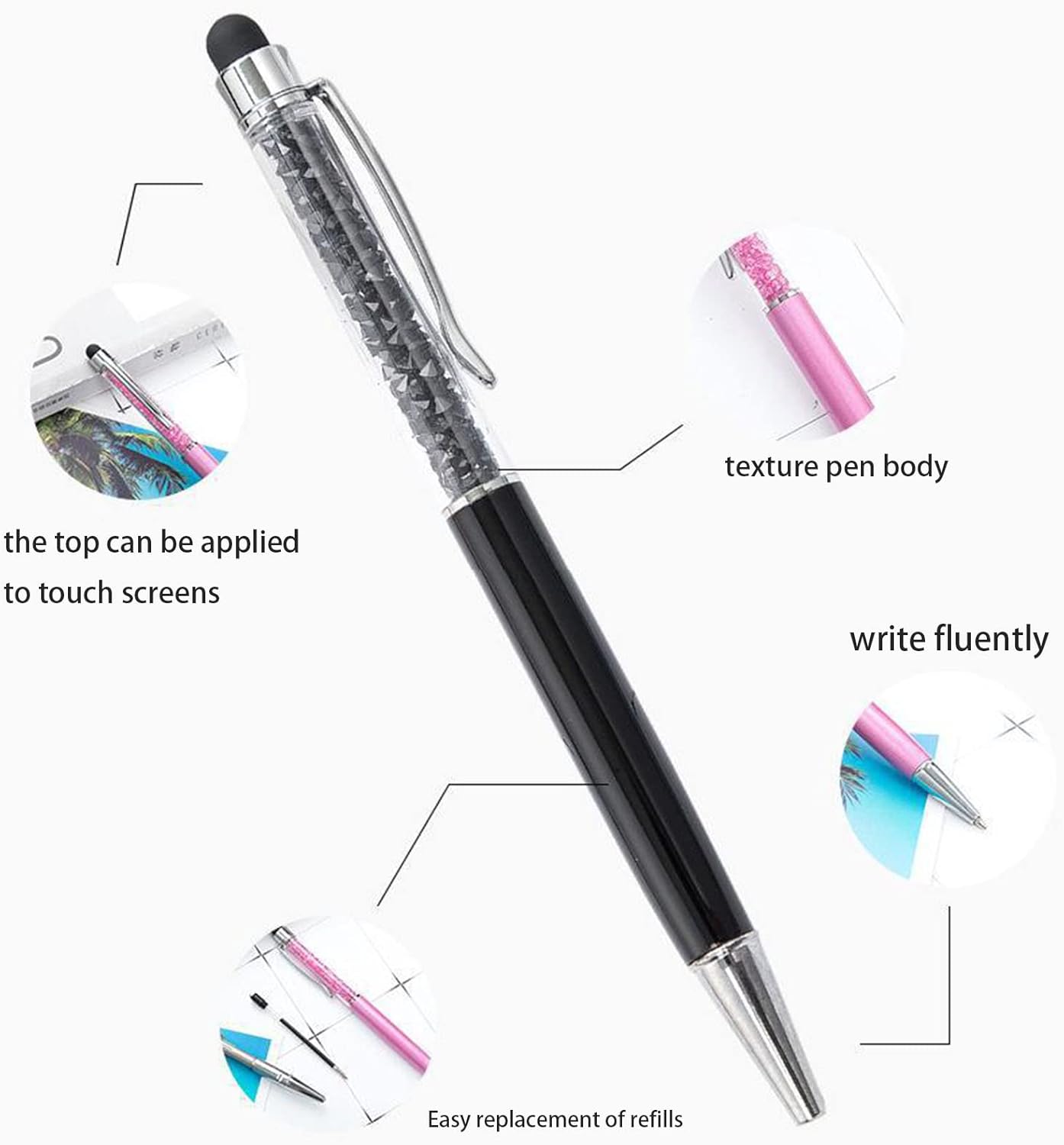 20 Pieces Ballpoint Pen Refills Black Ink 1.0mm Medium Point Smooth Writing Replacement Gel Ink Refills for Retractable Ballpoint Pen School Office Supplies