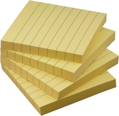 Lined Sticky Notes 3x3 Sticky Notes with Lines Self-Stick Notes Bright Color 4 Pads 90 Sheets/Pad (Pastel)