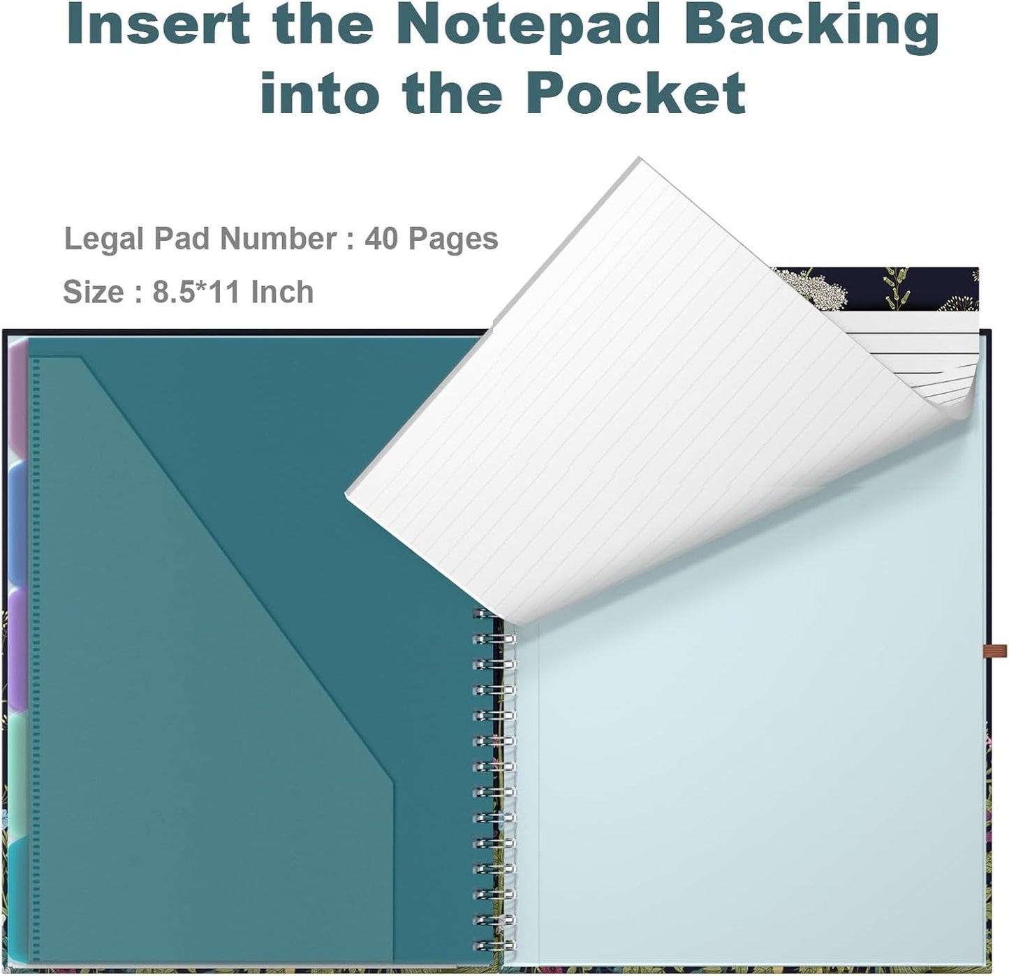 Hongri Clipboard Folio with Refillable Lined Notepad, 8.5 x 11 Folders with Storage 10 Pockets, Spiral Portfolio, Size 12.8X 9.7 in, Office & School Supplies, Skeleton