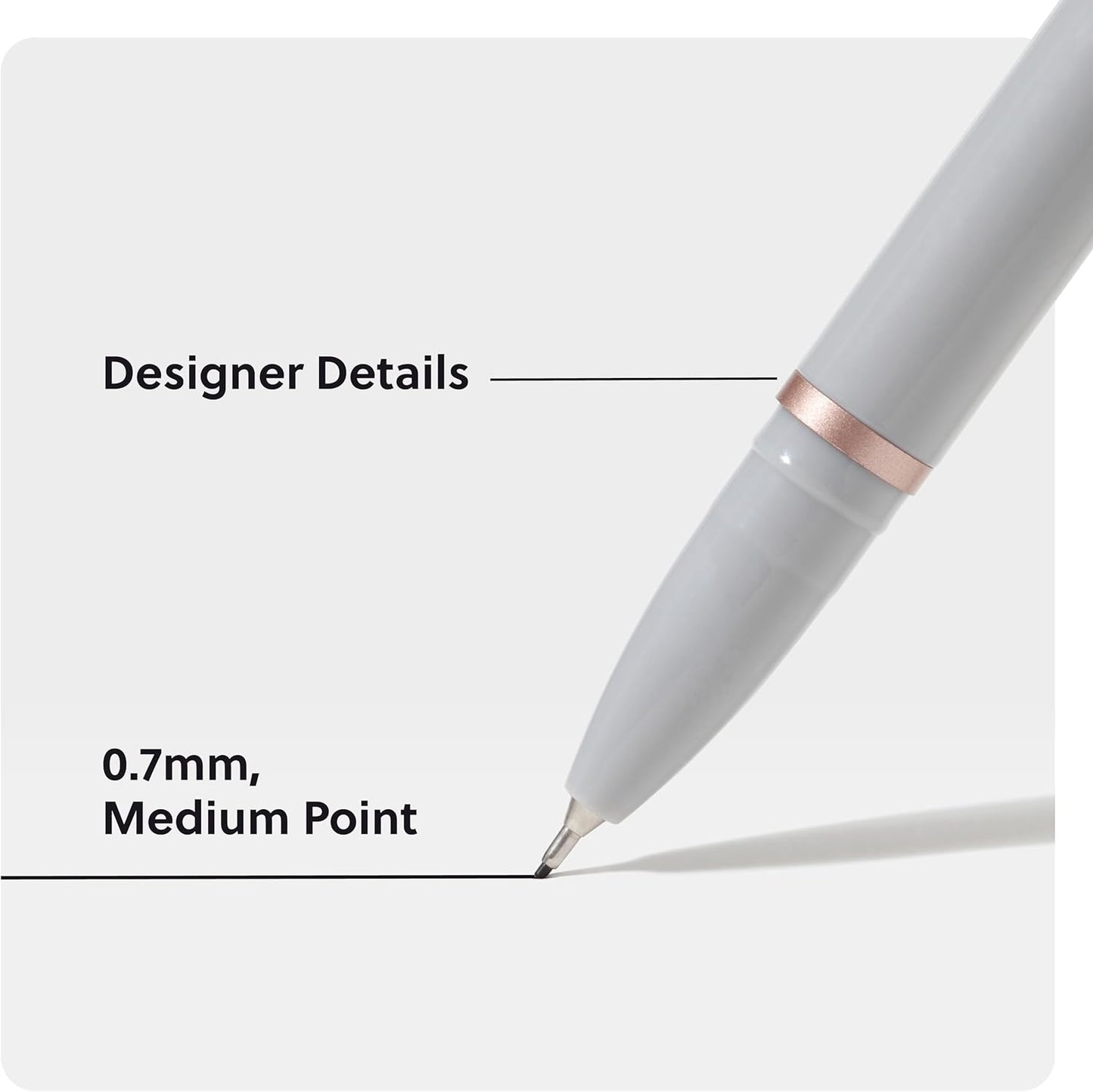 U Brands Catalina Felt Tip Pens, Set of 3, Classic Designs with Rose Gold Hardware, Medium (0.7 mm) Point, Black Ink