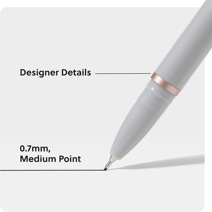 U Brands Catalina Felt Tip Pens, Set of 3, Classic Designs with Rose Gold Hardware, Medium (0.7 mm) Point, Black Ink