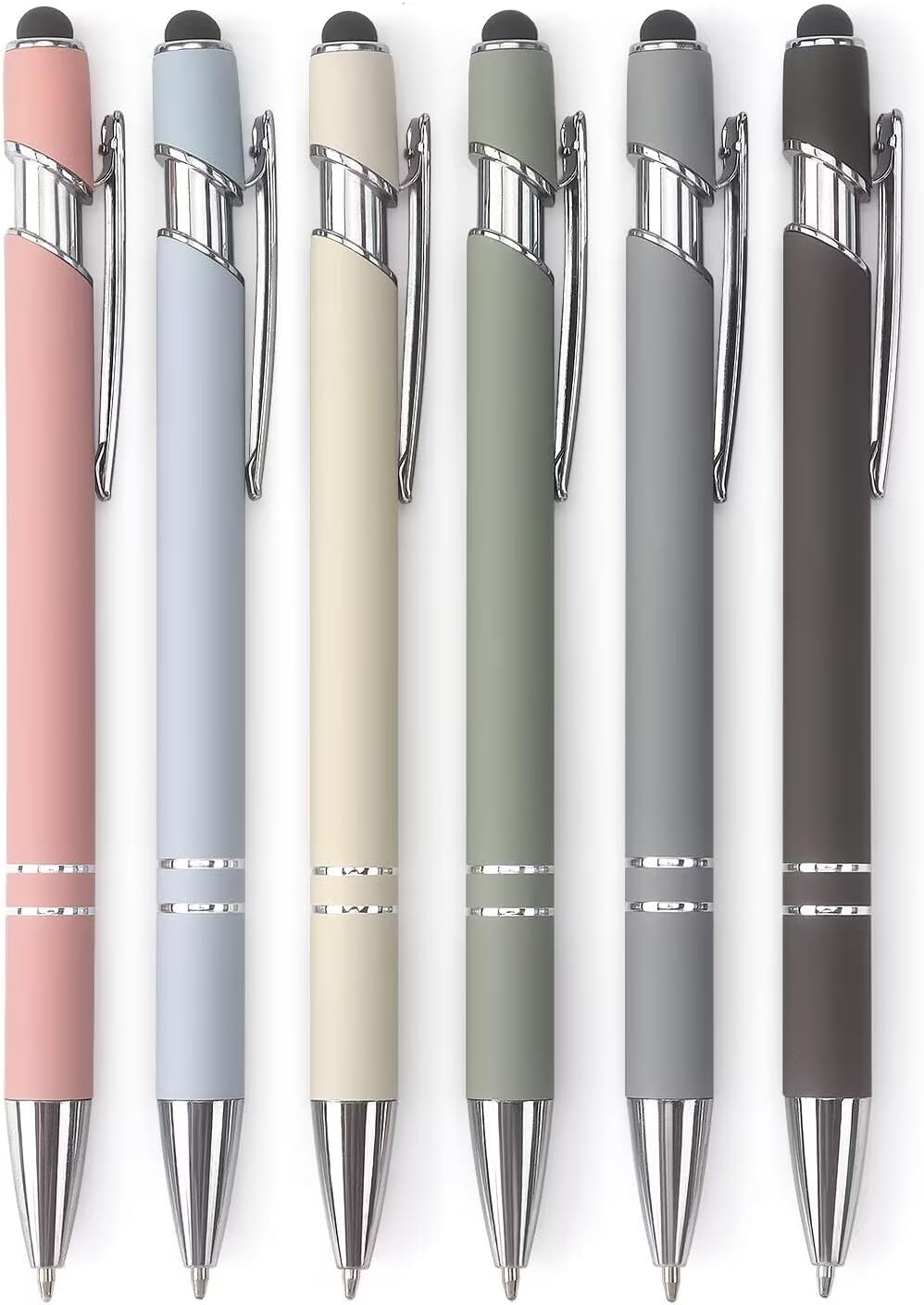 Bribobo 8 Pack Ballpoint Pen 2-in-1 Stylus Retractable Ballpoint Pen with Stylus tip, Metal Stylus Pen for Touch Screens, 1.0 mm Black Ink