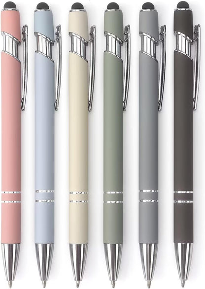 Bribobo 8 Pack Ballpoint Pen 2-in-1 Stylus Retractable Ballpoint Pen with Stylus tip, Metal Stylus Pen for Touch Screens, 1.0 mm Black Ink
