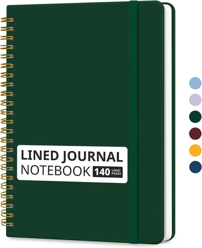 Taja Lined Spiral Journal Notebook for Women & Men, 140 Pages, College Ruled Hardcover Notebook for Work & Note Taking, Journals for Writing, A5(5.7" x 7.9") - Green