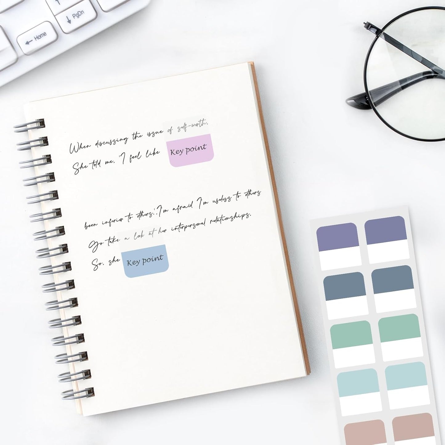 Sticky Index Tabs - 240 Repositionable Page Markers for Notebooks & Books, Transparent Writable Tabs for Office & School (1x1 Inch)