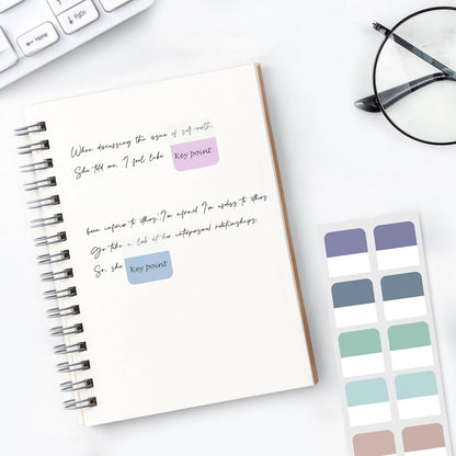 Sticky Index Tabs - 240 Repositionable Page Markers for Notebooks & Books, Transparent Writable Tabs for Office & School (1x1 Inch)