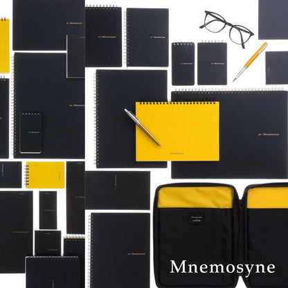 Maruman Mnemosyne Lined Notebook- A4, 11.69" x 9.25", 70 Sheets / 140 Pages, 7mm College Ruled Journal, Perforated Pages & Wire-Bound to Lay Flat, Black, Made in Japan