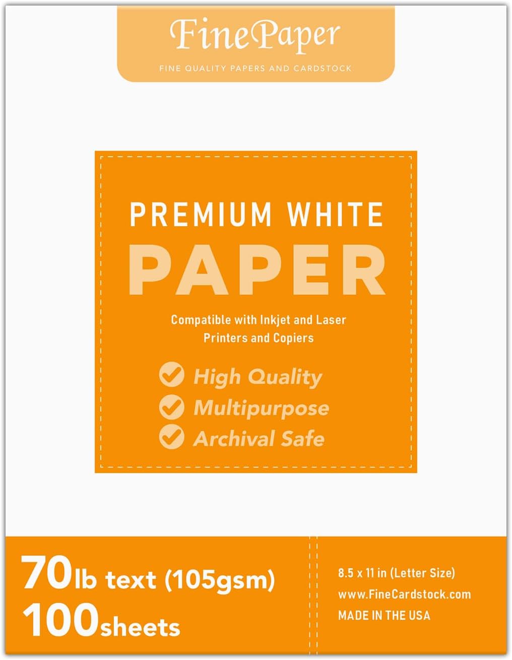 Bright White Paper - Multipurpose Office Print Writing Copy - Flyers, Posters, Design Proposals, Business Documents | 8.5 x 11 | 70lb Text (28lb Bond) | Acid Free Paper | 100 Sheets per Pack