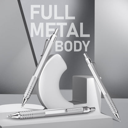 Four Candies Mechanical Graphite Pencil Set, 3pcs Black Metal Pencils with Anti-Skid Grip, Ideal for Artists, Professionals, Teachers and Students