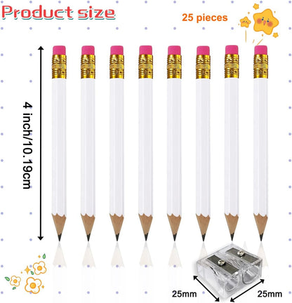 Adhere 25pcs Golf Pencils with Eraser Pre sharpened Hexagon half Wooden Pencils Graphite 2B for Golf Event Scoring,Classroom,Wedding,Company Meetings,Pew, Pocket (Nature)