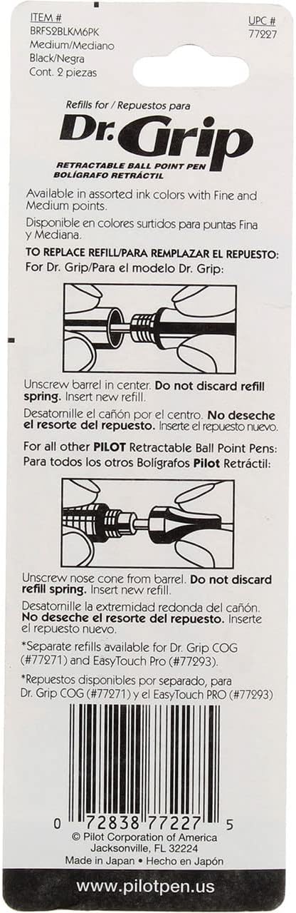 Refill, Better / Easytouch / Dr Grip Retract Ballpoint, Medium, 2/Pack [Set of 5]