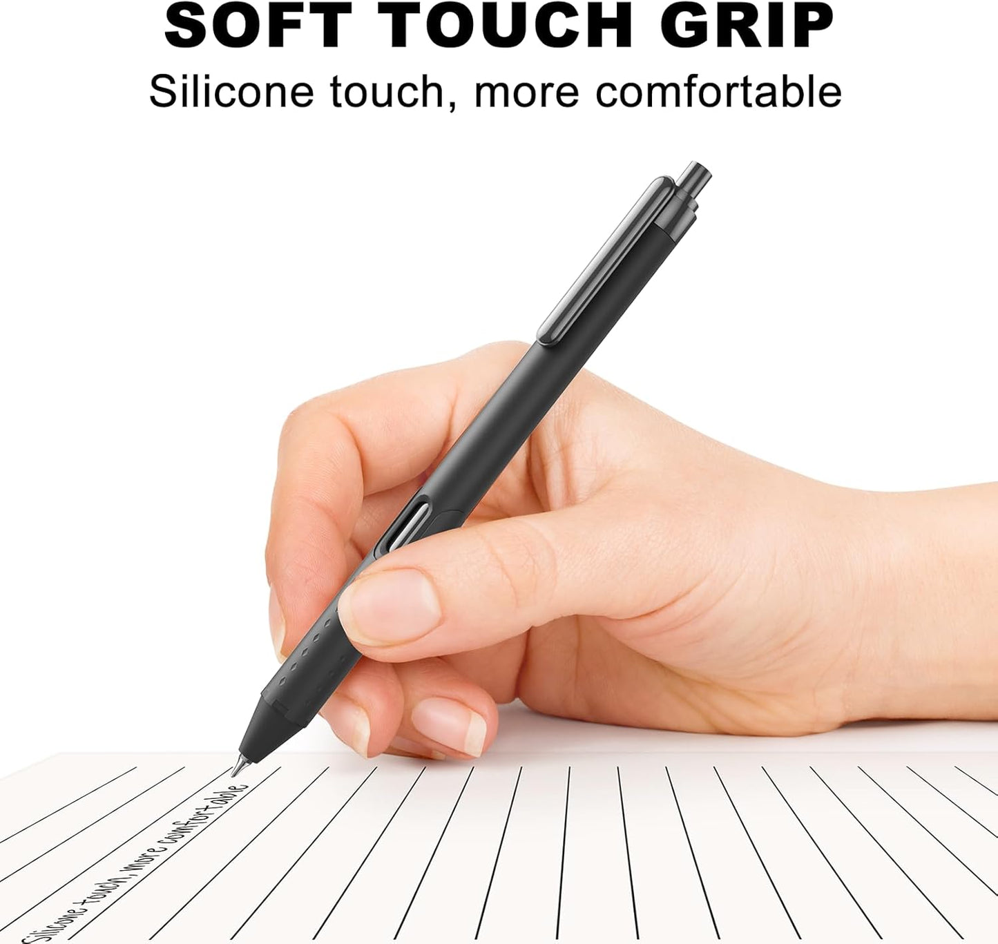 Gel Pens 0.7mm - 12 Pack Smooth Quick-Drying Retractable Black Ink for Journaling
