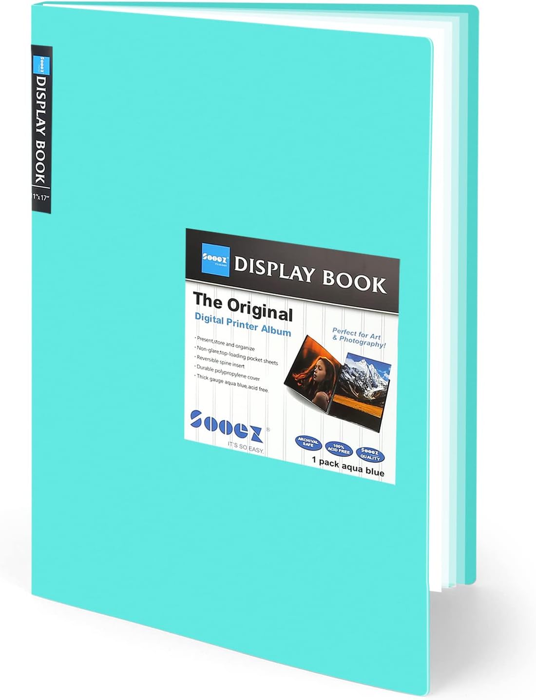 Sooez Art Portfolios 11"x17", Large Portfolio Folder with 30 Pockets & Black Inner Sheets, Display 60 Pages, 11 x 17 Presentation Book for Artwork Storage, Binder with Plastic Sleeves for Artist