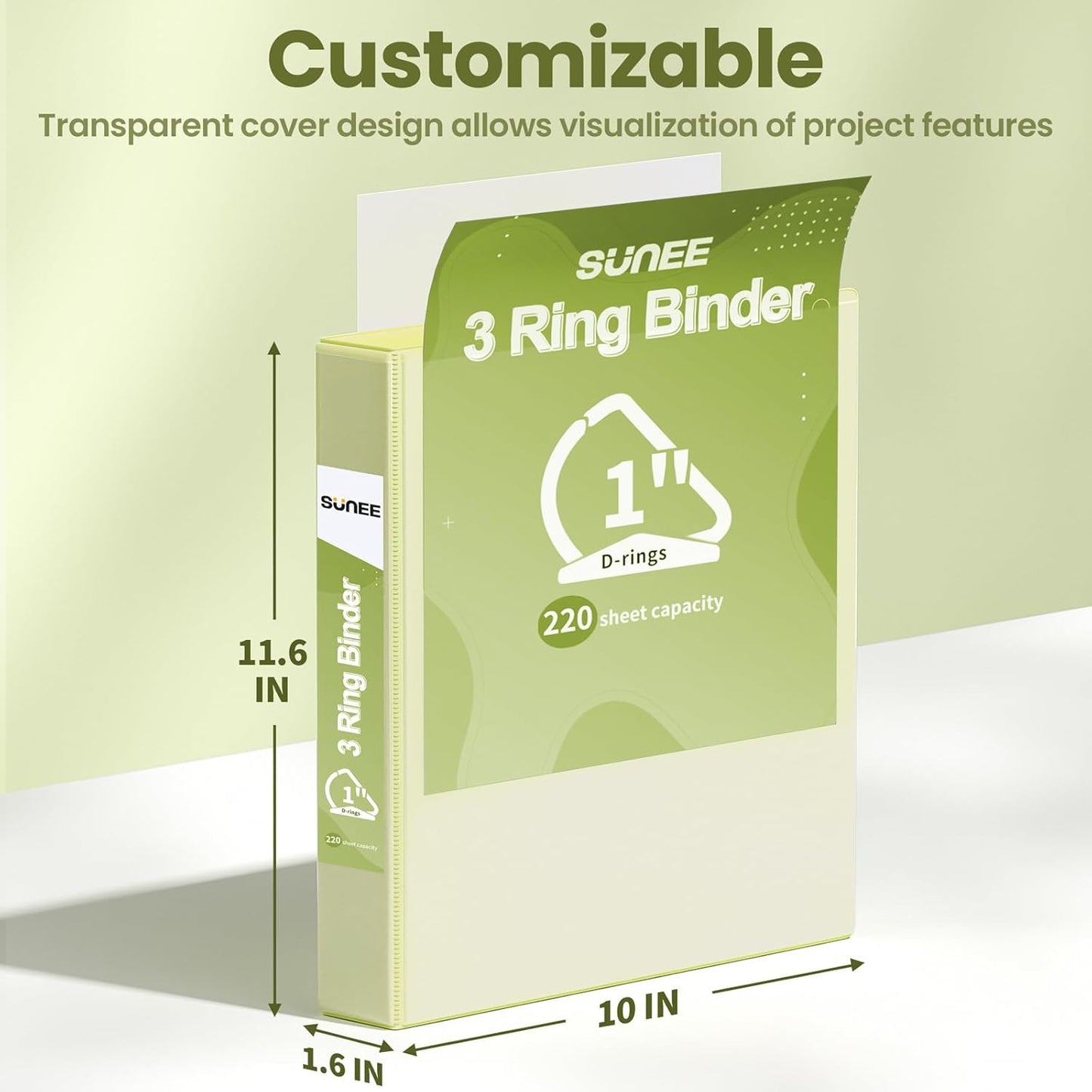 SUNEE 3 Ring Binder 2 Inch, Clear View Binder Three Ring PVC-Free (Fit 8.5x11 Inches) for School or Office Supplies, Light Purple, 1 Pack