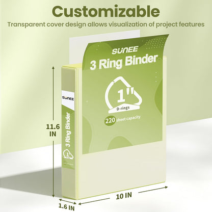 SUNEE 3 Ring Binder 2 Inch, Clear View Binder Three Ring PVC-Free (Fit 8.5x11 Inches) for School or Office Supplies, Light Purple, 1 Pack