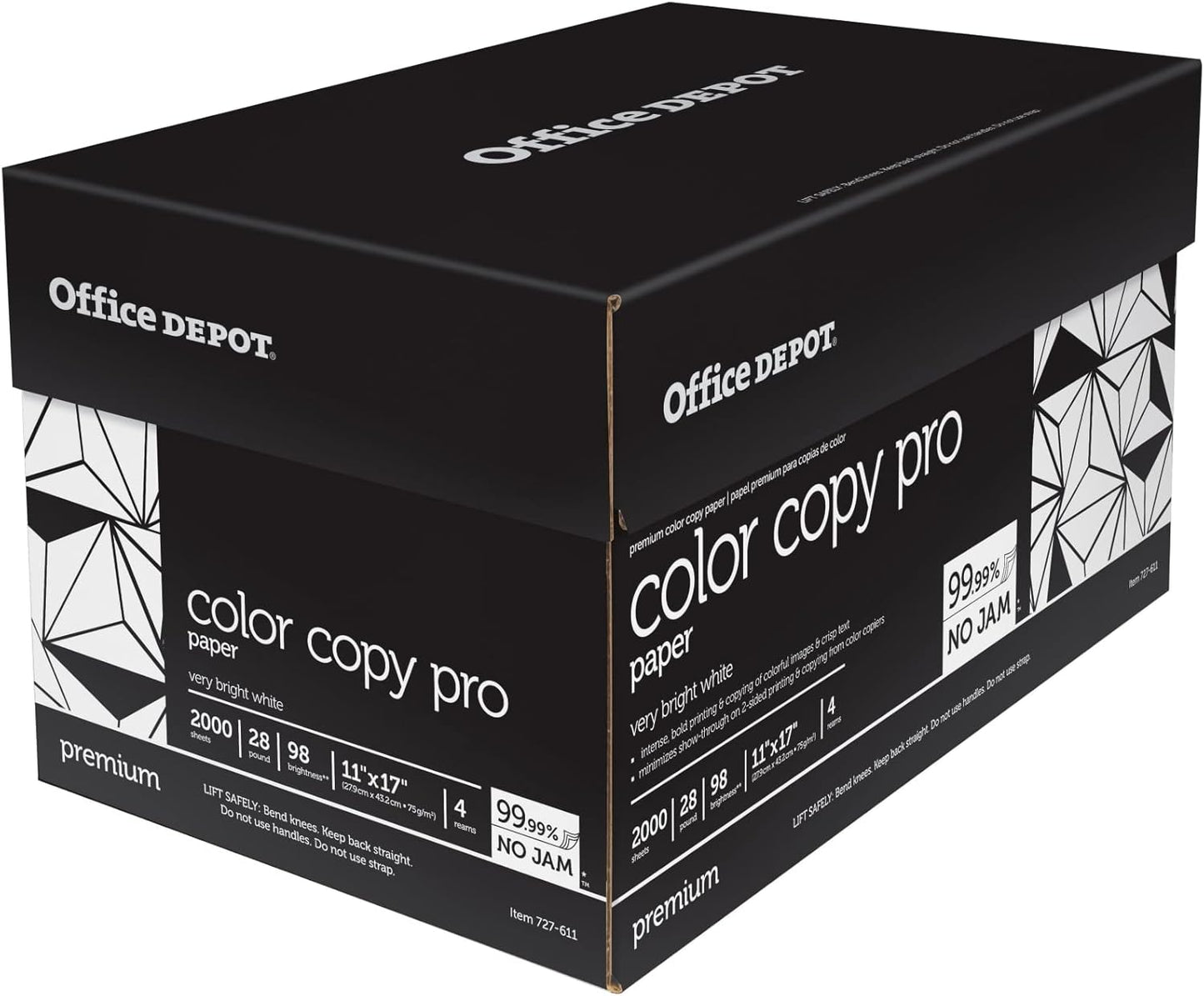 Office Depot Color Copy Paper, 11in. x 17in., 28 Lb, Case Of 4 Reams, 727611