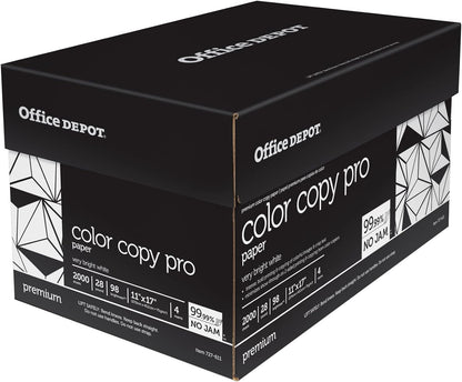 Office Depot Color Copy Paper, 11in. x 17in., 28 Lb, Case Of 4 Reams, 727611