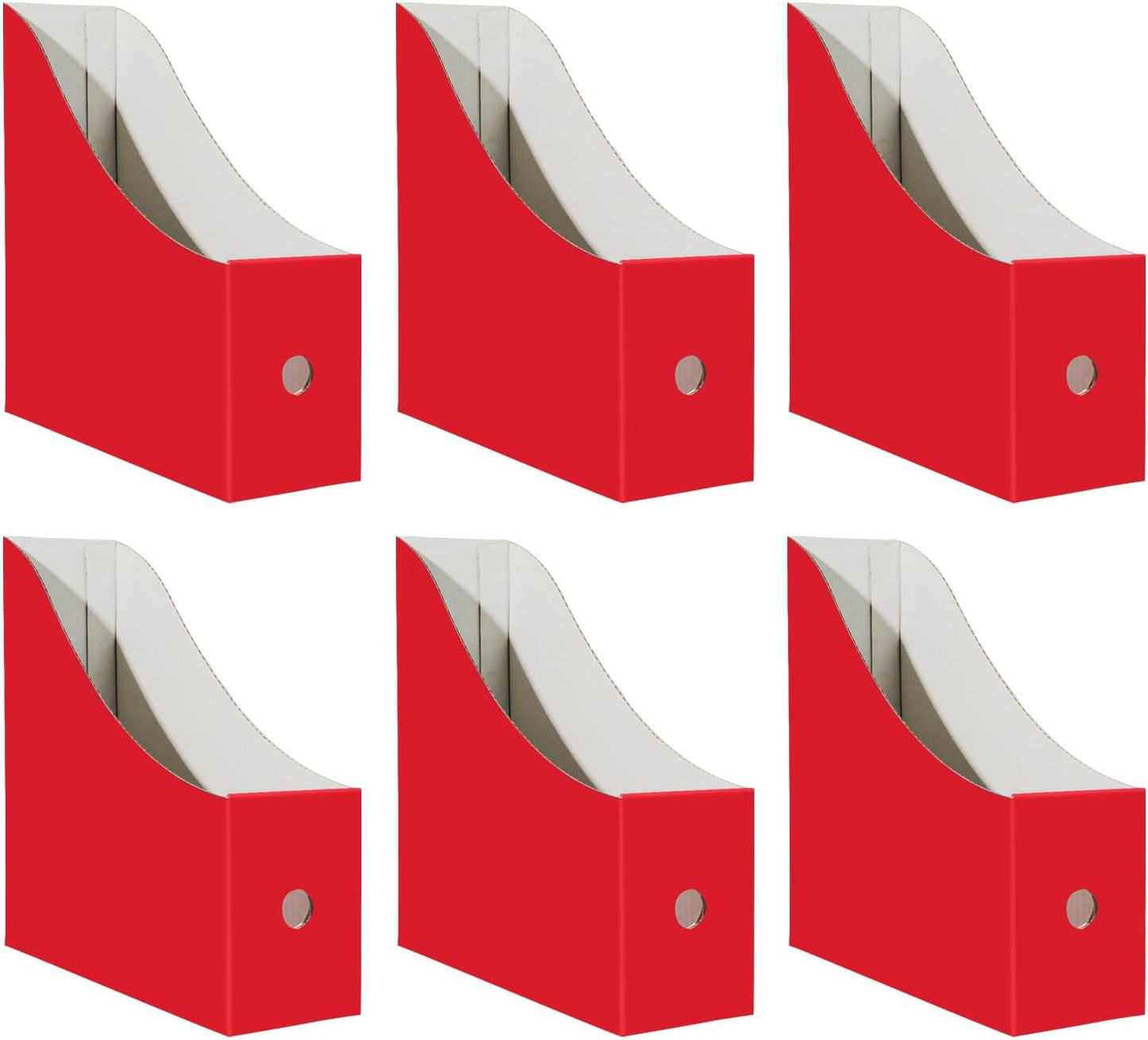 Limitliho 6 Pack Cardboard Magazine Holder for Desk, Book Bins for Classroom Library,Office,Home, 10.6" H x 10.2" L x 3.5" W in Magazine File Holder (Elegant color)