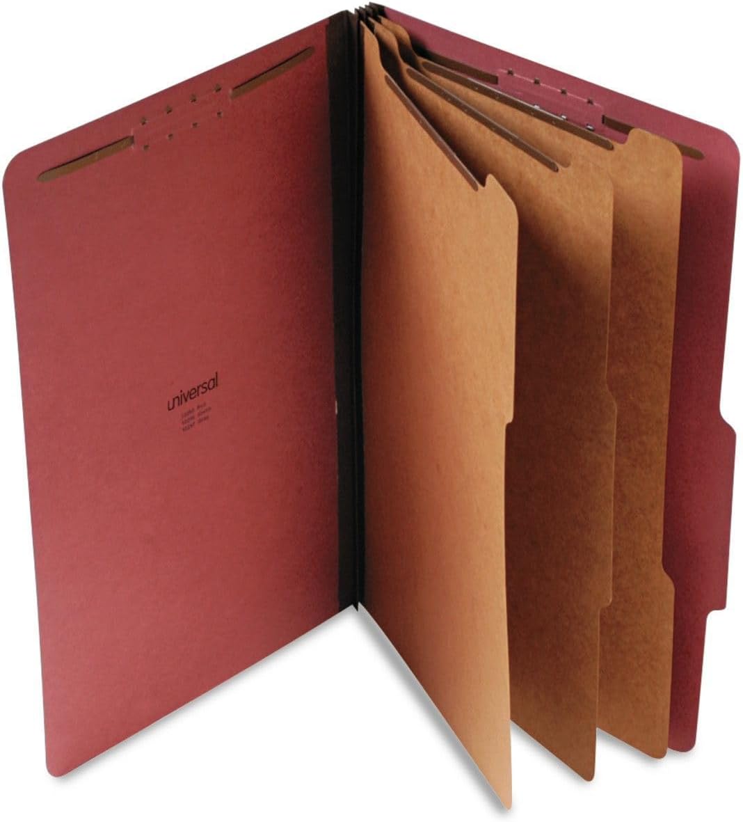 Universal Pressboard Classification Folder, Legal, Eight-Section, Red, 10/Box (10295)