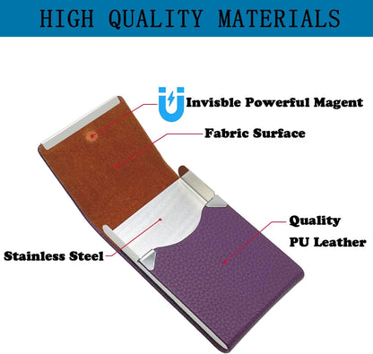 Business Card Holder with Ultra Slim Design,Business Card Case with Premium PU Leather,Suit Pocket Metal Card Holder for Women/Men,Professional Name Card Holder with Magnetic Shut (Black1)