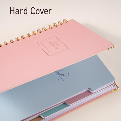Hardcover Spiral Notebook with Tabs 8"x10" Large Spiral Lined Journals for Women with Dividers 240 Pages College Ruled Composition Notebook 5 Subject Notebook for Work, Back to School, Gifts, Purple