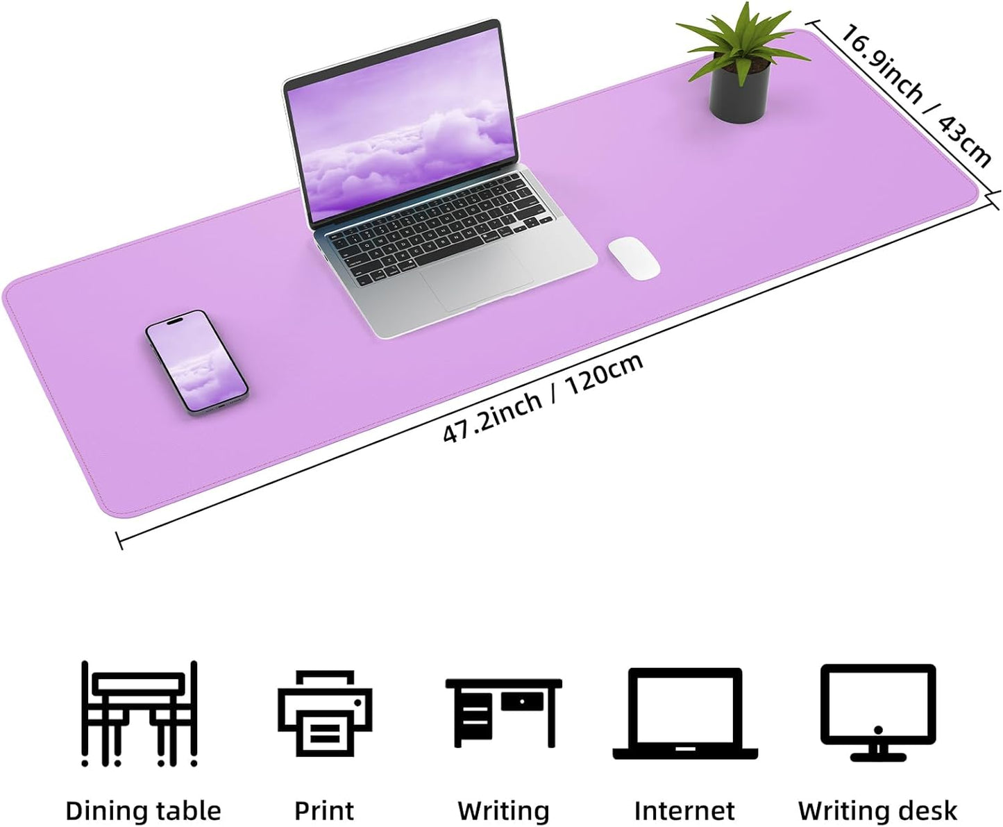 Large Desk Mat 47.2" x 17" Leather Desk Pad Protector with Natural Cork & PU Leather, Non-Slip Office Desk Mat, Large Mouse Pad, Waterproof Desk Blotter pad for Office&Home(Black)
