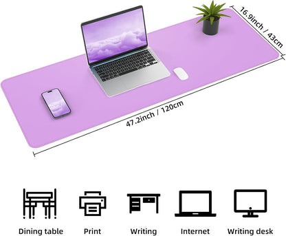Large Desk Mat 47.2" x 17" Leather Desk Pad Protector with Natural Cork & PU Leather, Non-Slip Office Desk Mat, Large Mouse Pad, Waterproof Desk Blotter pad for Office&Home(Black)