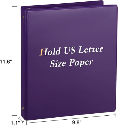 CIXILDTS 1-Inch Round Ring Binders, Standard 3 Ring Binder Fit Letter Size Paper, Presentation View Binders, 6 Packs, Assorted