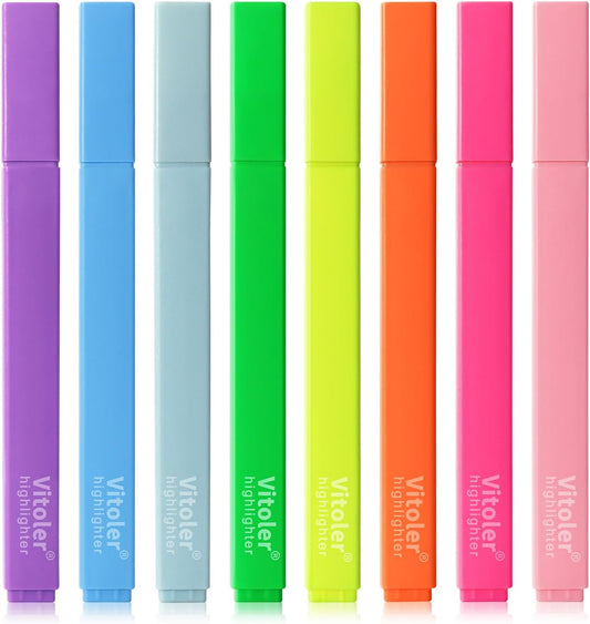 Piochoo Highlighters,8 Pack Assorted Colors Highlighters,Aesthetic Soft Chisel Tip Highlighter,Bible Journaling Highlighter for Office School Supplies