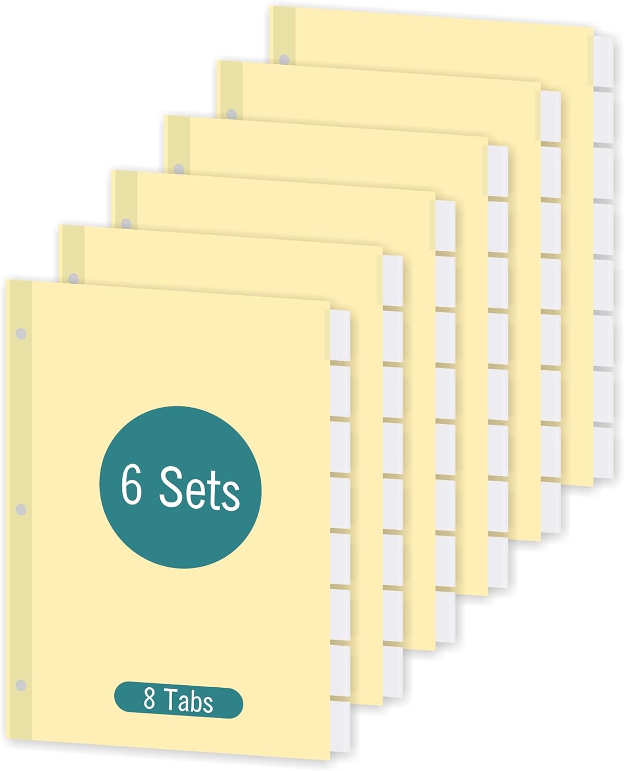 5-Tab Binder Dividers for 3 Ring Binder, Insertable Clear Big Tabs, Letter Size Paper Divider, 8.5 x 11 inch, 6 Sets (30 Dividers Total)