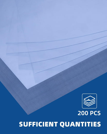 Dynta Binding Covers 200 Pack Clear Report Cover, 8 mil PVC Cover Sheets for Binding, Letter Size 8.5 x 11 Inches, Square Corners, Un-Punched, Office Supplies