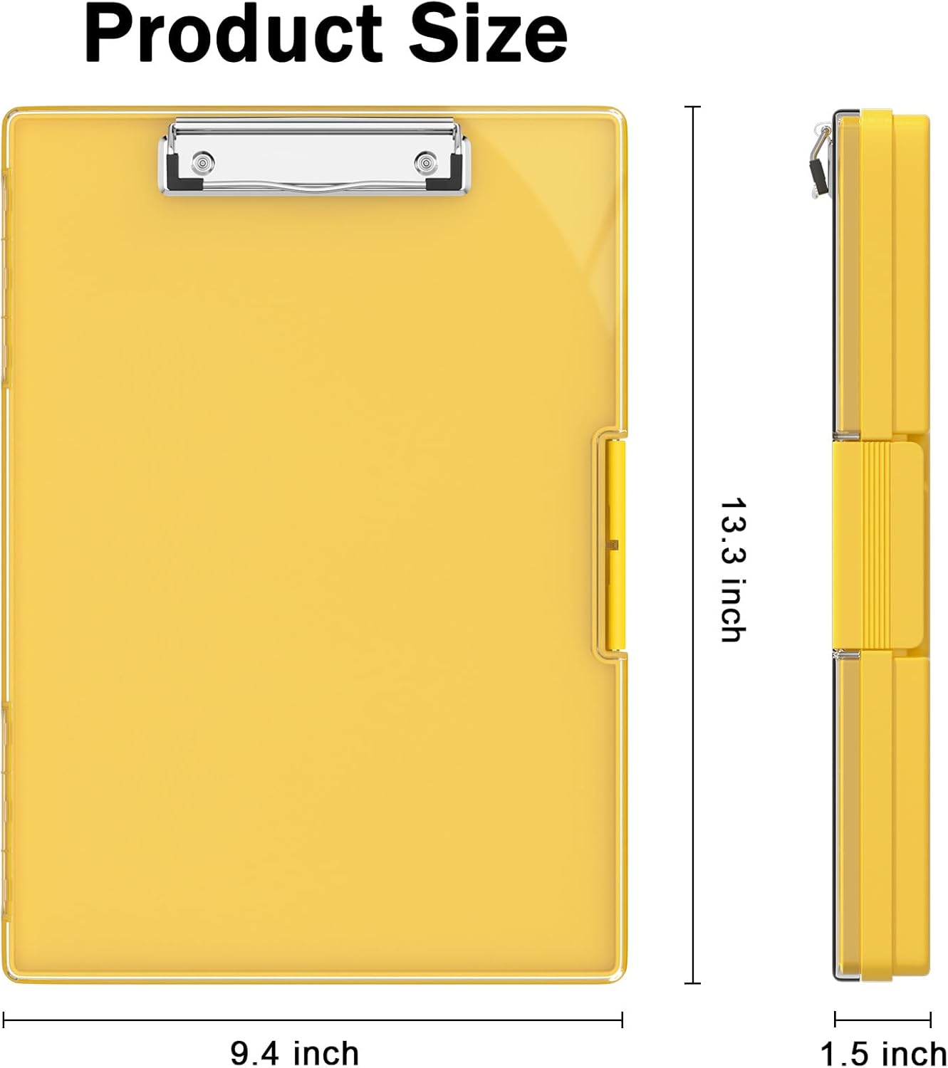 Rimilak Plastic Clipboard with Storage, Side Opening with 2 Compartment, Size 13.3 x 9.4 x 1.5 Heavy Duty High Capacity Nursing Box for Work School & Office Supplies, Black