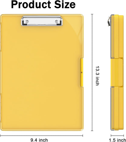 Rimilak Plastic Clipboard with Storage, Side Opening with 2 Compartment, Size 13.3 x 9.4 x 1.5 Heavy Duty High Capacity Nursing Box for Work School & Office Supplies, Black