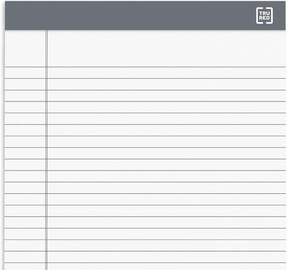TRU RED Notepads, 8.5” x 11.75”, Wide Ruled, White, 50 Sheets/Pad, 6‑Pack