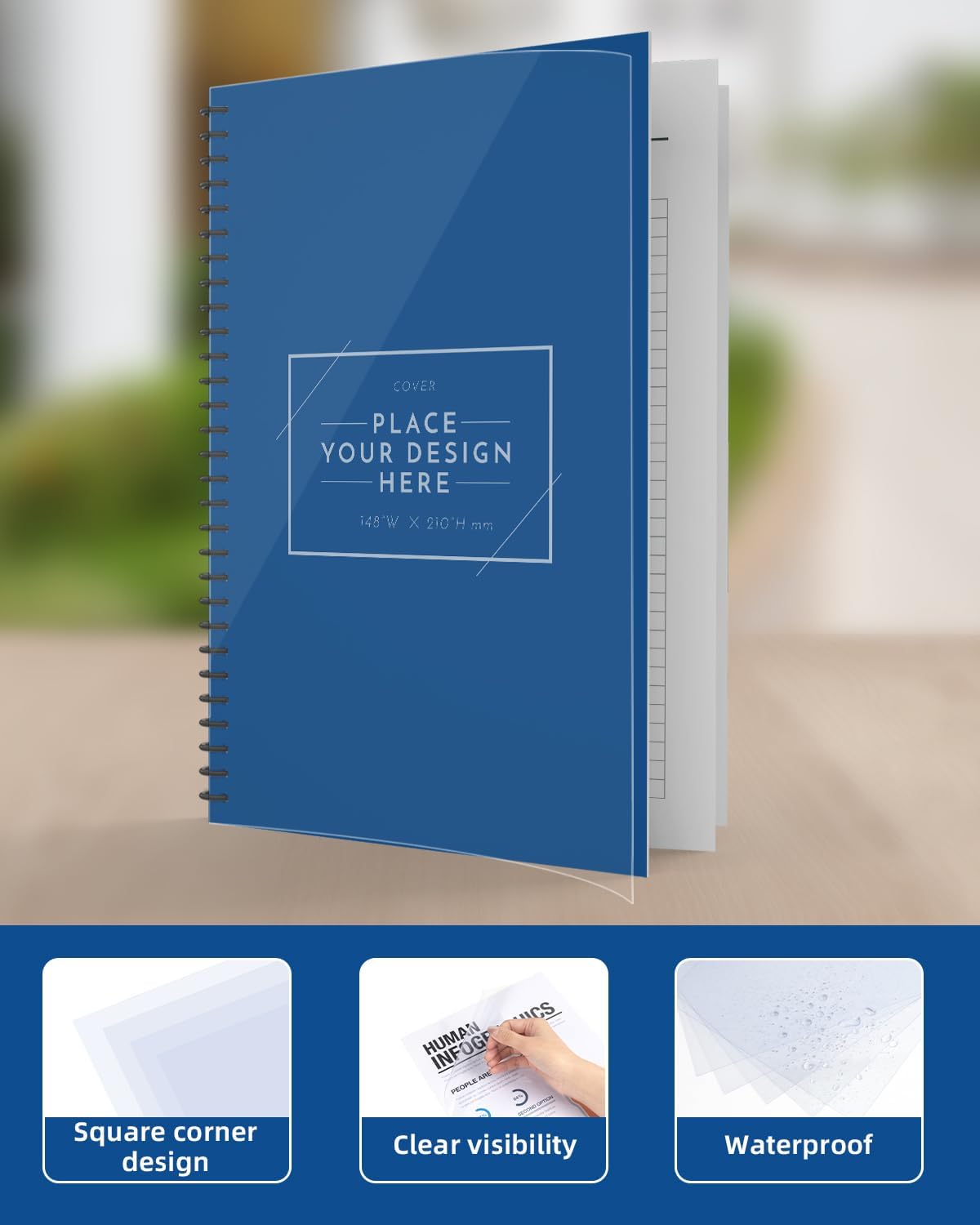 Dynta Binding Covers 200 Pack Clear Report Cover, 8 mil PVC Cover Sheets for Binding, Letter Size 8.5 x 11 Inches, Square Corners, Un-Punched, Office Supplies