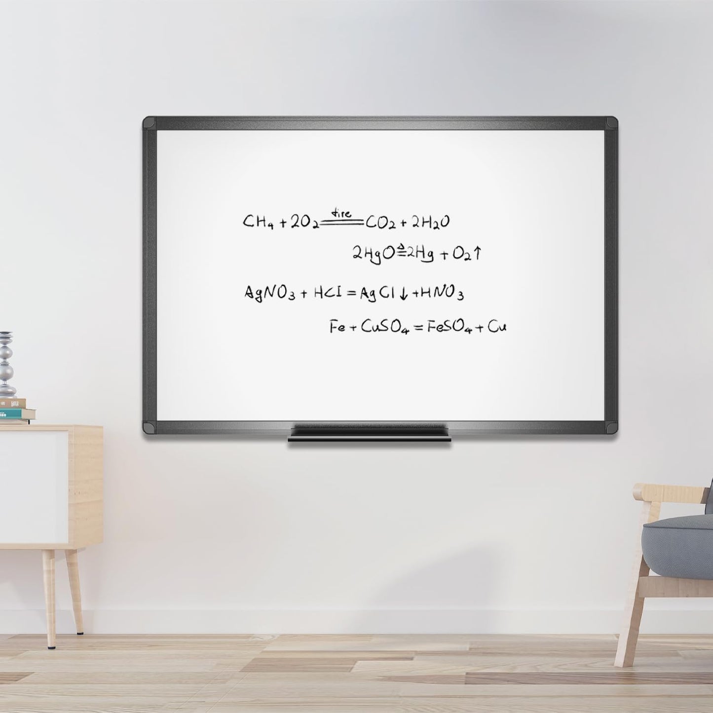 VIZ-PRO Magnetic Dry Erase White Board, 36 X 24 Inches, Black Aluminium Frame