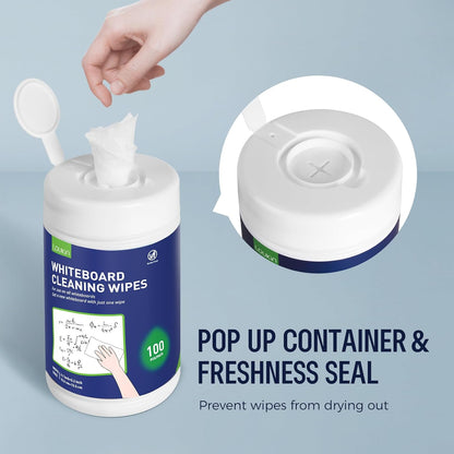Loukin Whiteboard Cleaning Wipes, Dry Erase Board Cleaning Wipes, Non-toxic White board Wipes, 100 Wipes per Canister