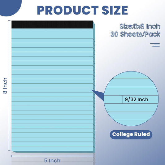 5pcs Small Note Pads, Colored Notepads 5x8 College Ruled Notebook, Writing Pads 5 x 8, Legal Pads, Pad Paper Perforate Notebooks for Work, Message, School, Office Supplies,30 Sheets/Pack